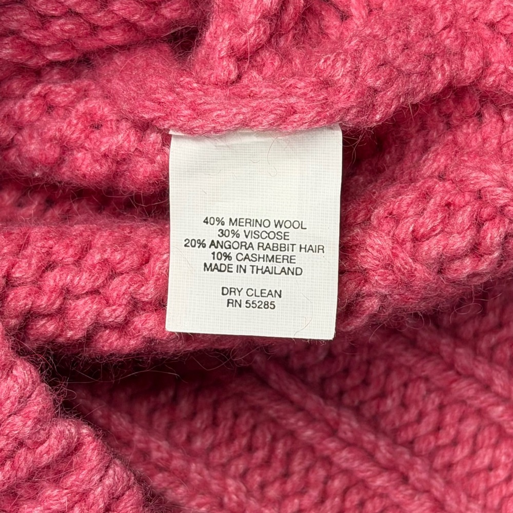 Express Womens XS Sweater Pink Merino Wool Cashmere Angora Cable Knit Turtleneck - Picture 4 of 6